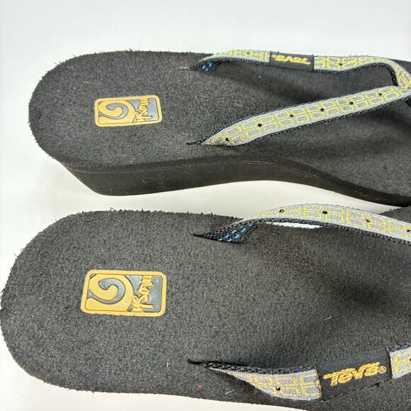Teva Mush Black Wedge Flip Flop Thong Sandals Comfort Casual Women’s Size 7 - Picture 8 of 9